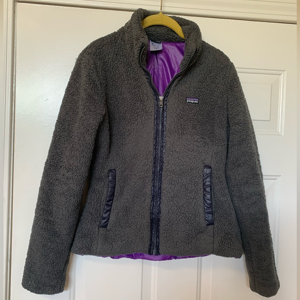 Vintage Patagonia Nylon Lined Polar Fleece Full Zip Jacket Gray 🌴